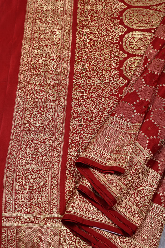 Red Maroon Mix Pure Banarasi Saree