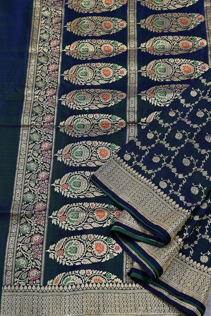 Silk Dark Blue Banarasi Saree