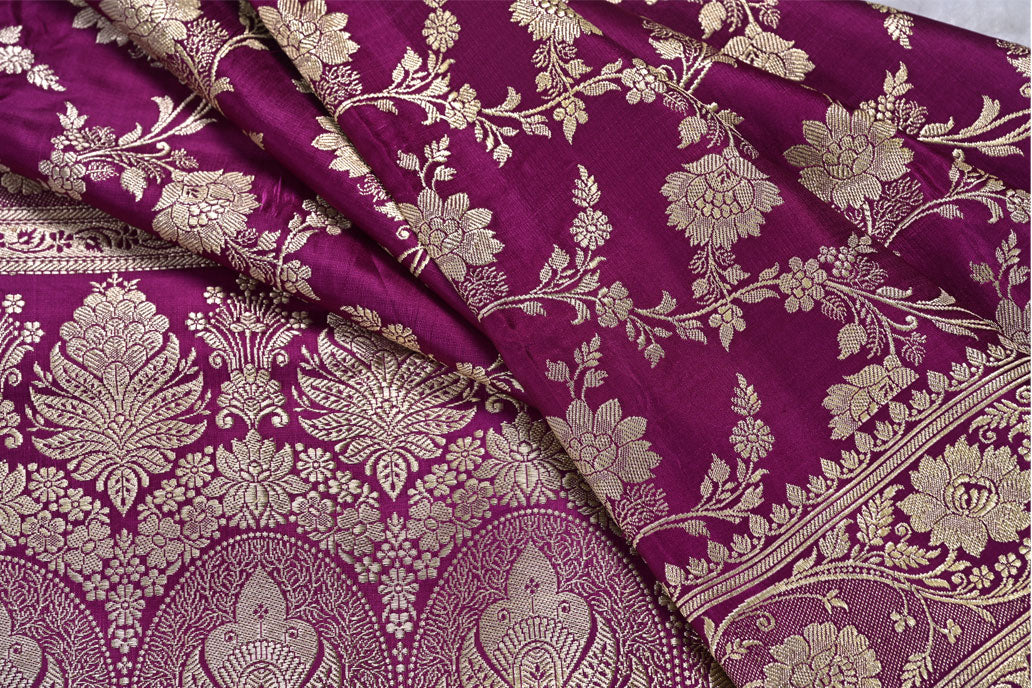 Banarasi magenta banarasi saree for weddings and festive occasions
