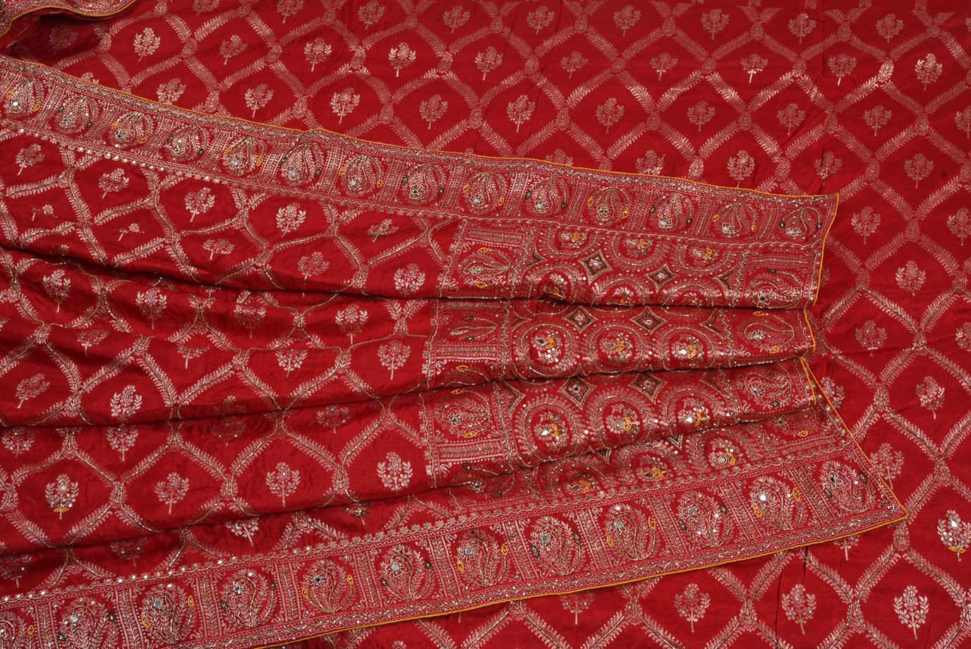 Silk yellow dola silk saree for weddings and festive occasions