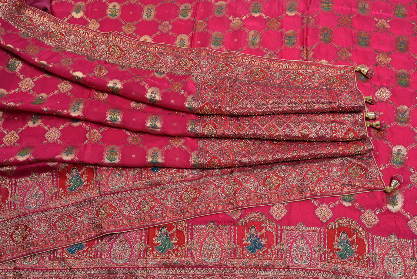 Pink Designer Silk Saree with Jardosi Handwork and Self Border