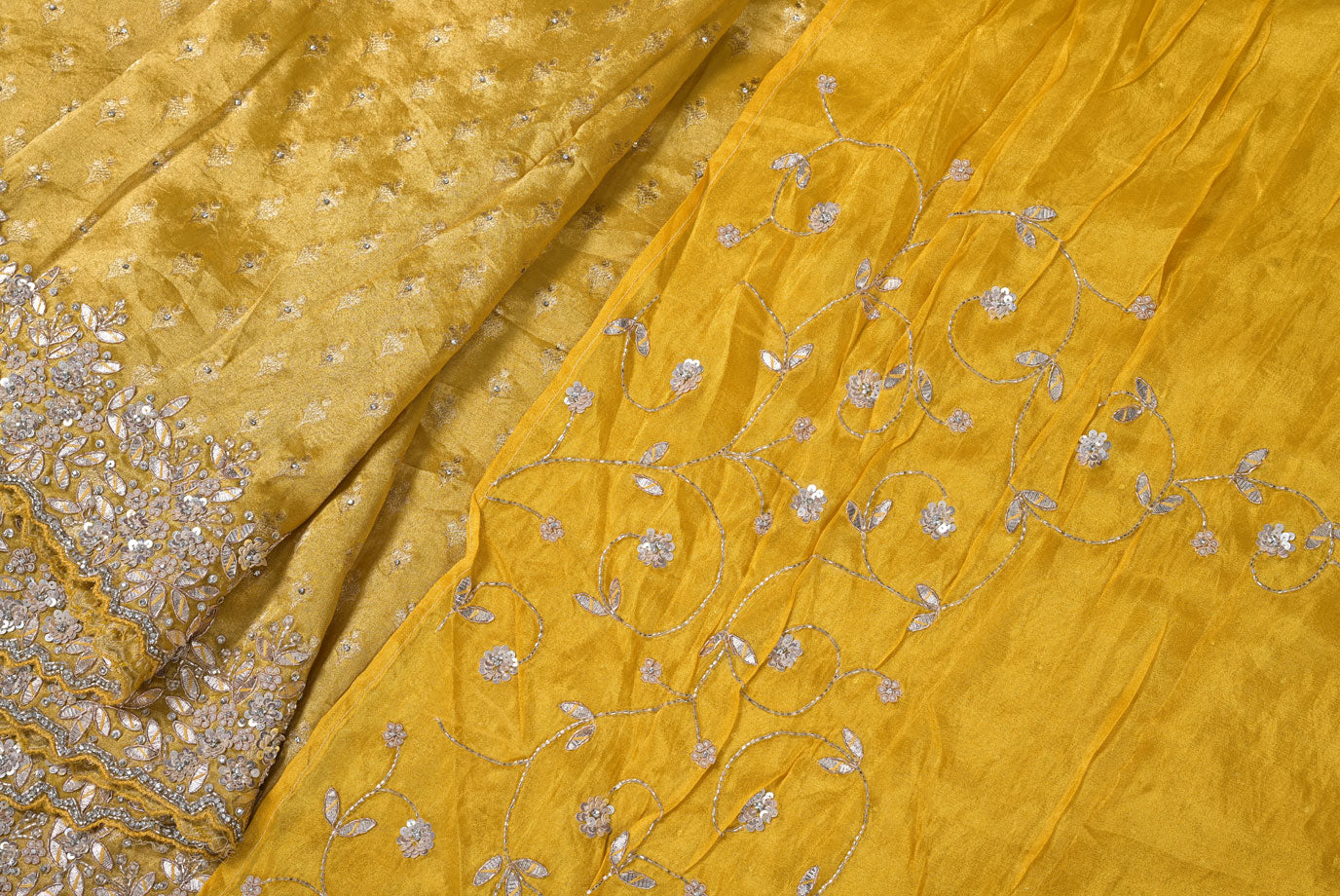 Silk yellow designer silk saree for weddings and festive occasions