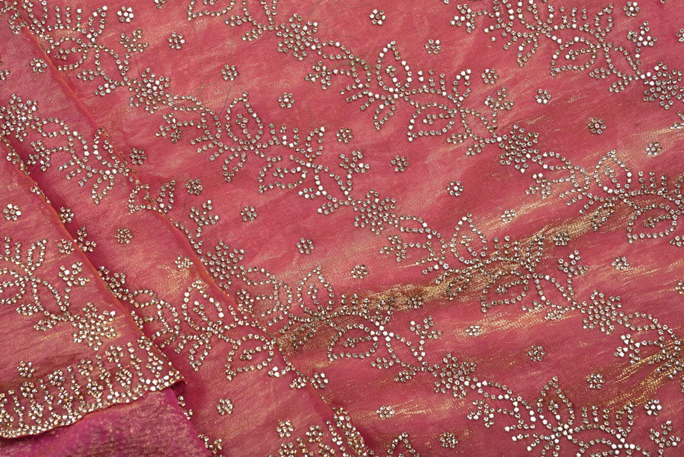 Silk shaded colour mix of pink and purple organza saree for weddings and festive occasions