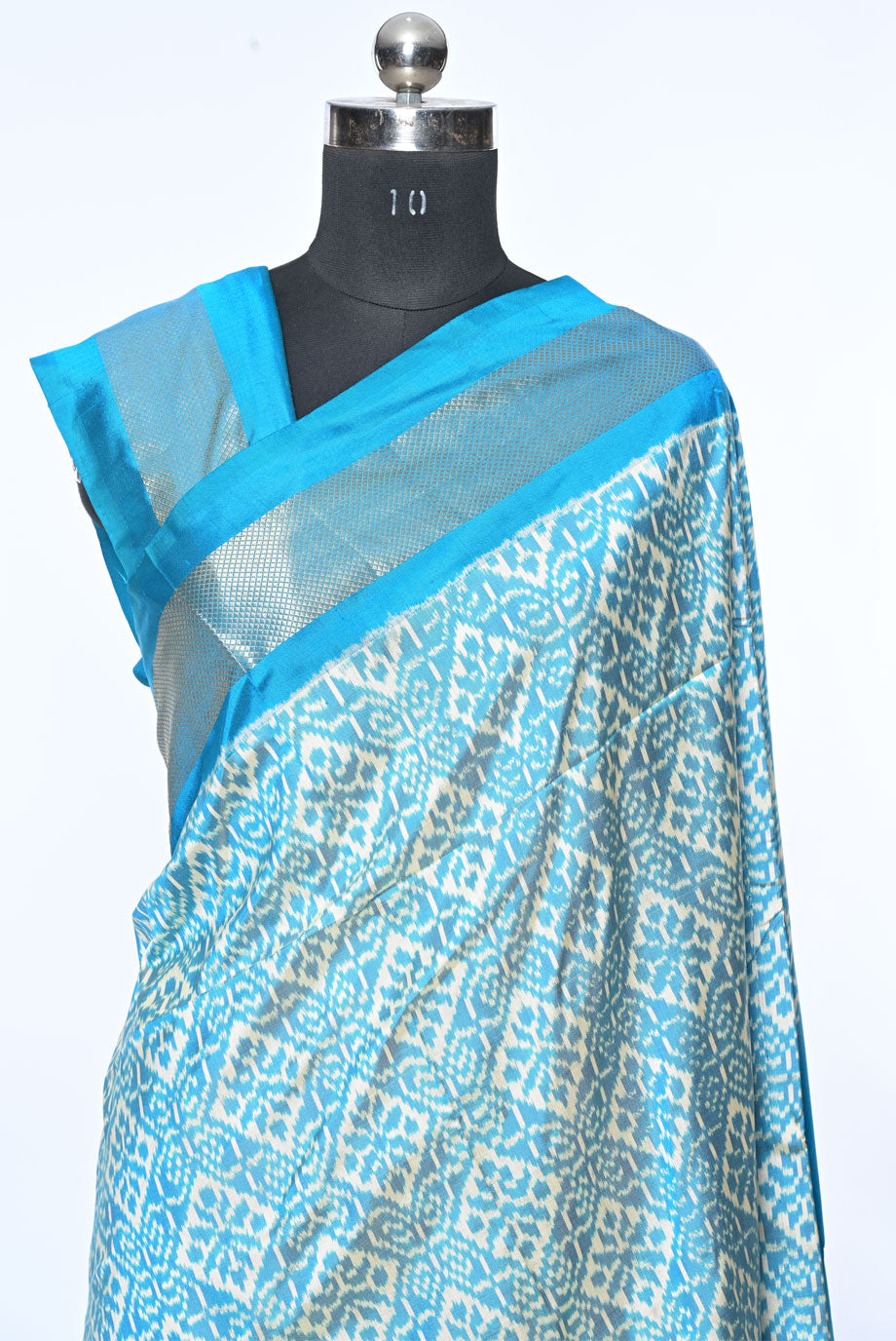 Silk sky blue patola saree for weddings and festive occasions