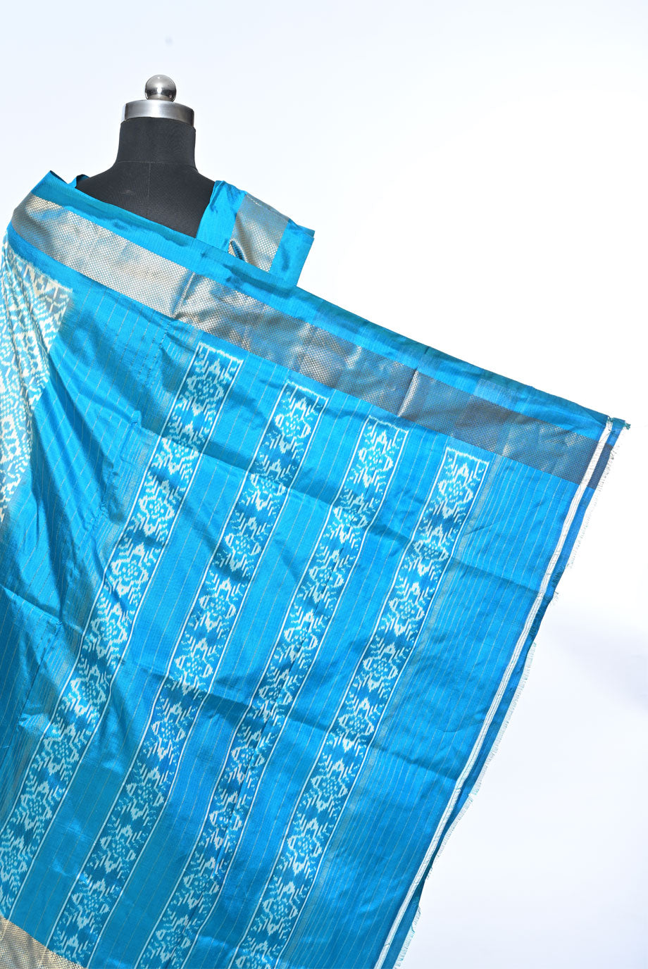 Silk sky blue patola saree for weddings and festive occasions