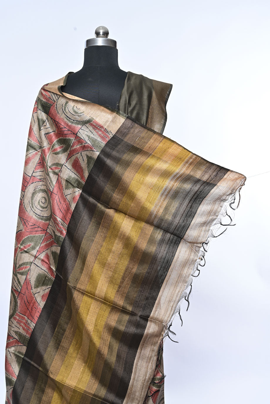 green and gold mix tussar silk saree for weddings and festive occasions