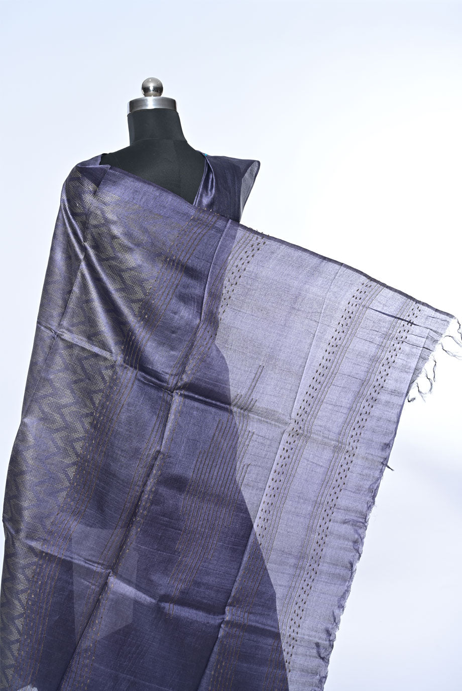 Pure Tussar Silk Indigo Blue Saree for Wedding
