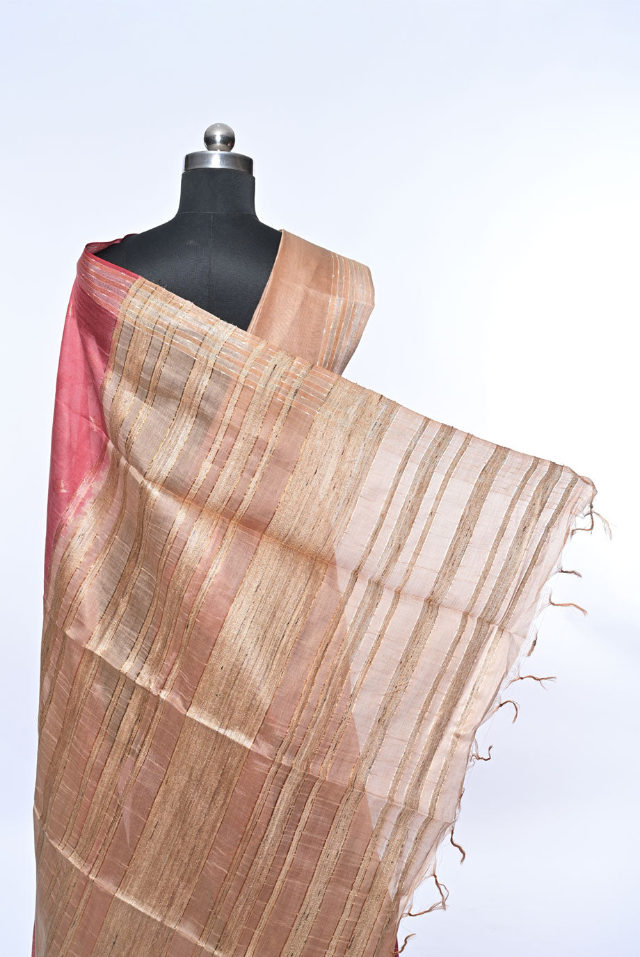 Silk maroon tussar silk saree for weddings and festive occasions