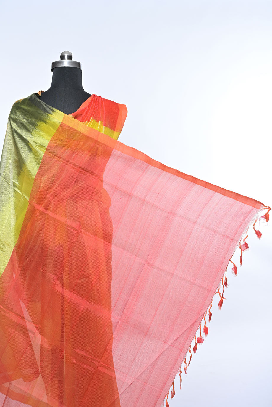Cotton multi colour neon mangalgiri cotton saree for weddings and festive occasions