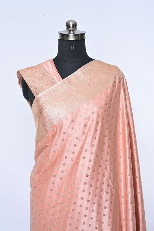 Banarasi Soft Silk Baby Pink Saree for Wedding