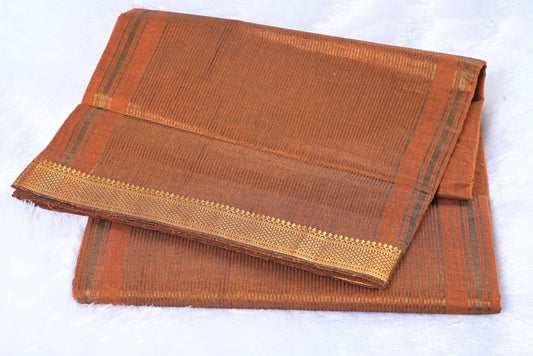Mangalgiri Pattu Brown Saree for Festival