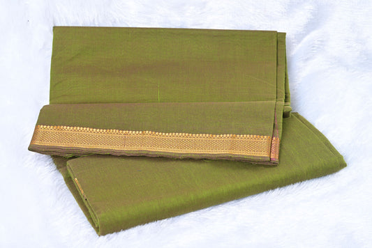 Mangalgiri pattu saree with copper zari & golden border