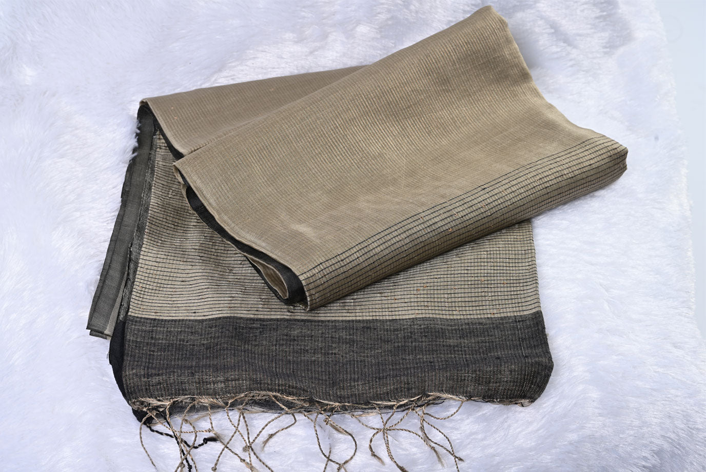 Light Gray Tussar Silk Saree