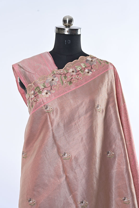 Soft Silk Baby Pink with Golden Saree for Festival
