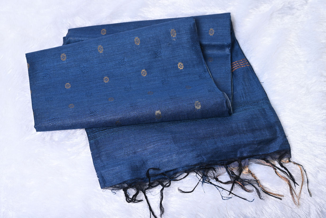 Pure Tussar Silk Blue Saree for Wedding