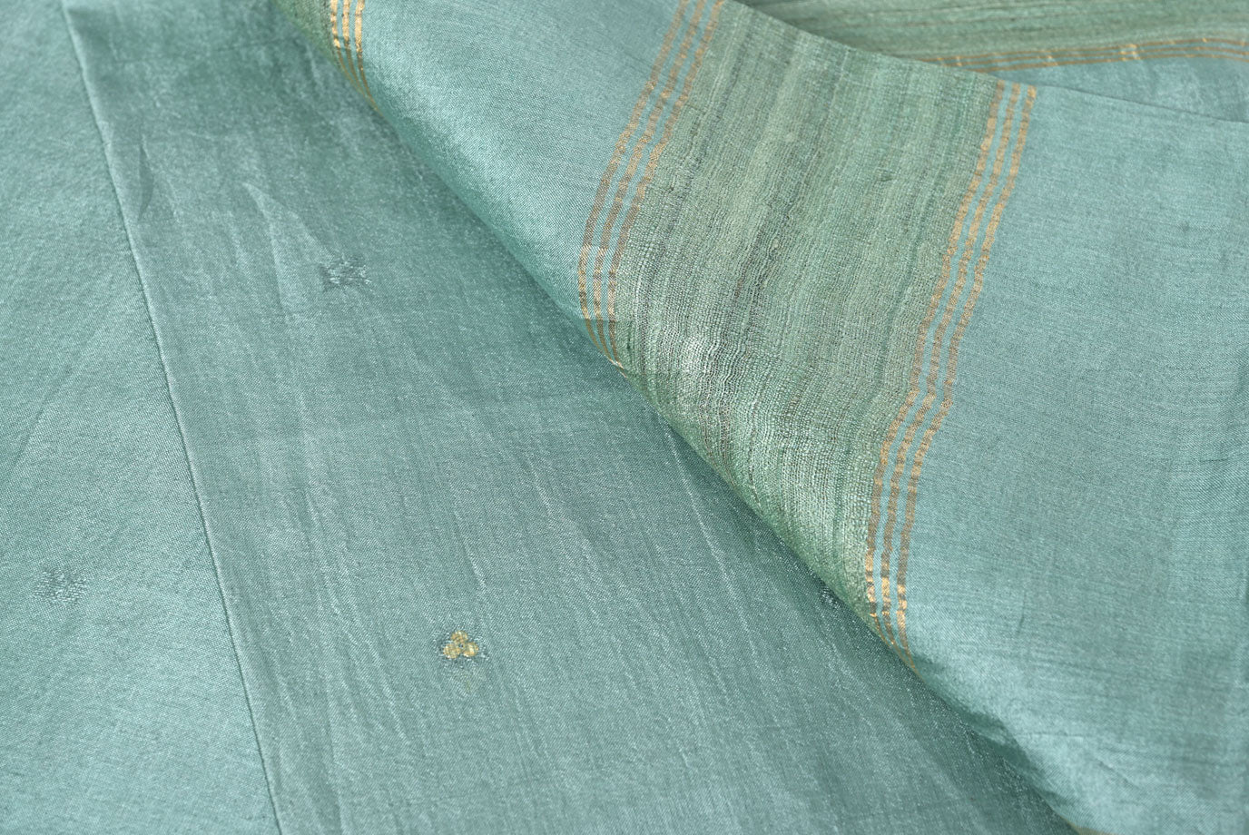 Pure Tussar Silk Sea Green Saree for Party