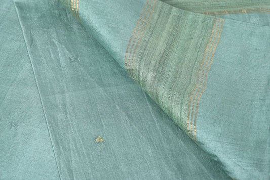 Pure Tussar Silk Sea Green Saree for Party