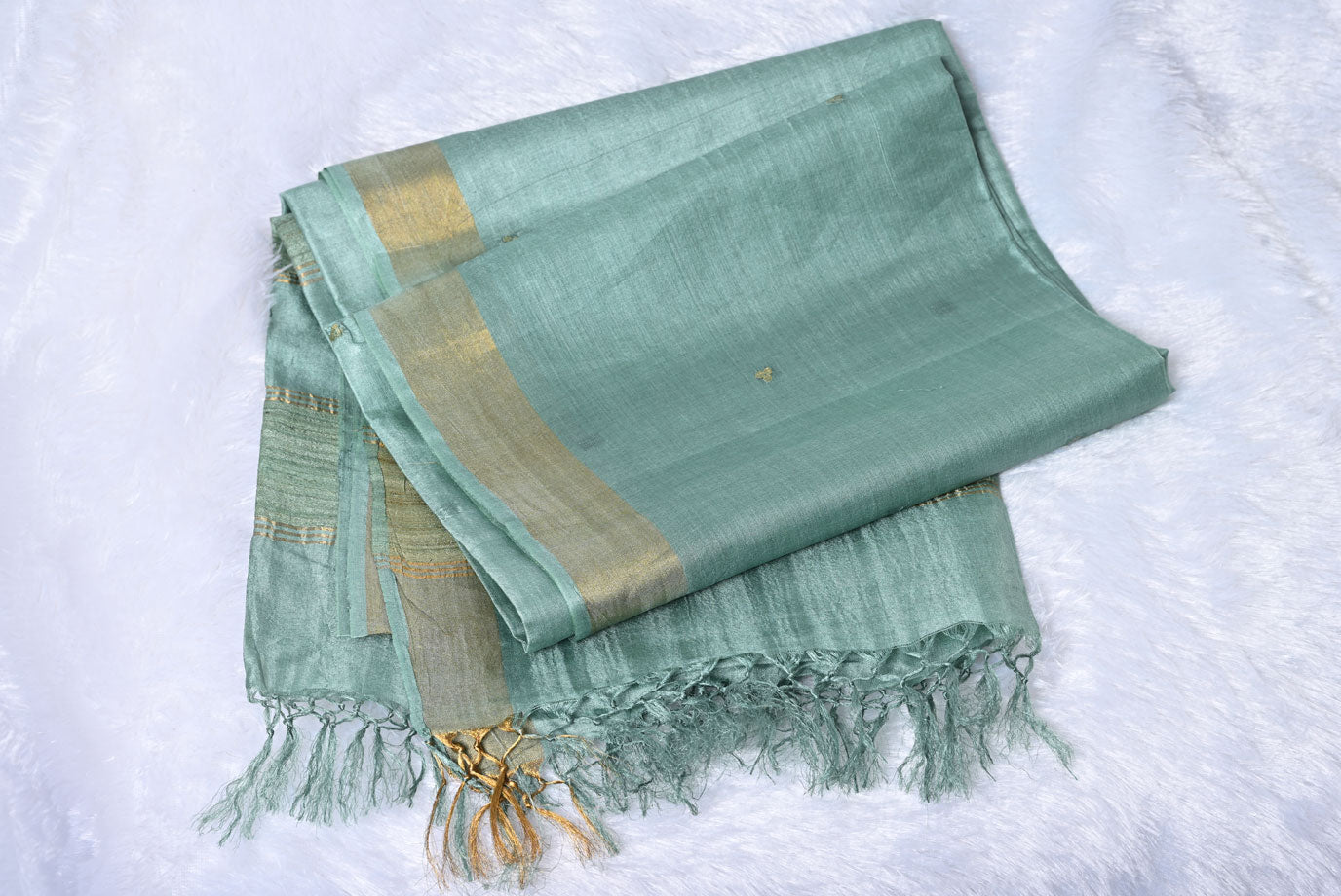 Pure Tussar Silk Sea Green Saree for Party