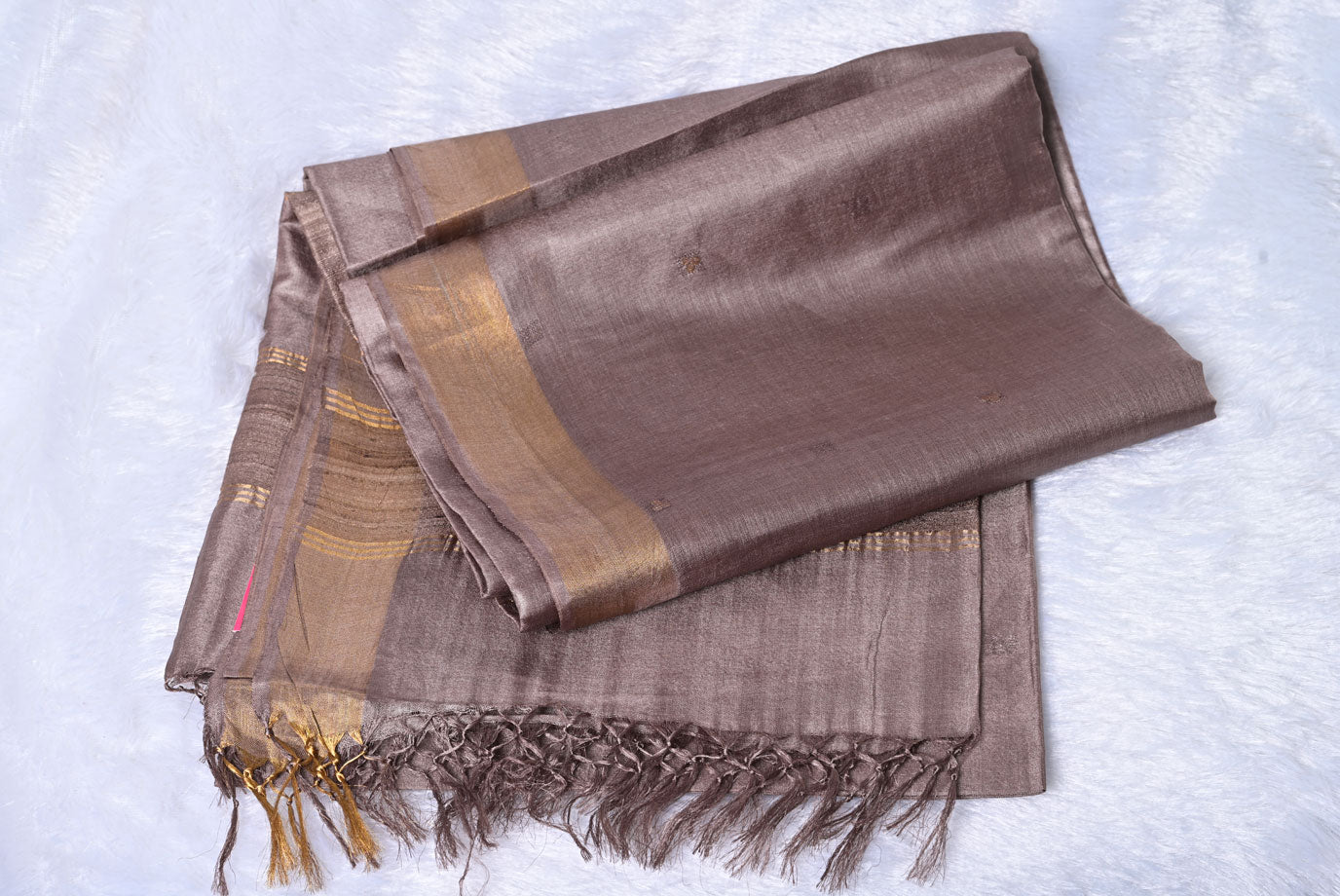 Pure Tussar Silk English Plum Saree for Festival