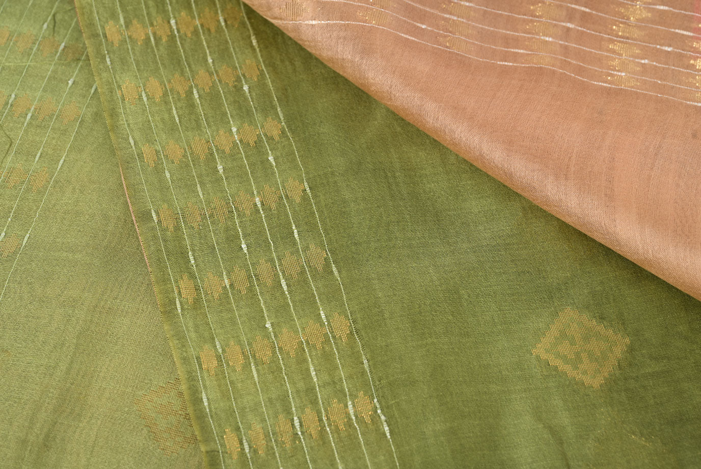 Pure Tussar Silk Grass Green with Beige colour Saree for Wedding