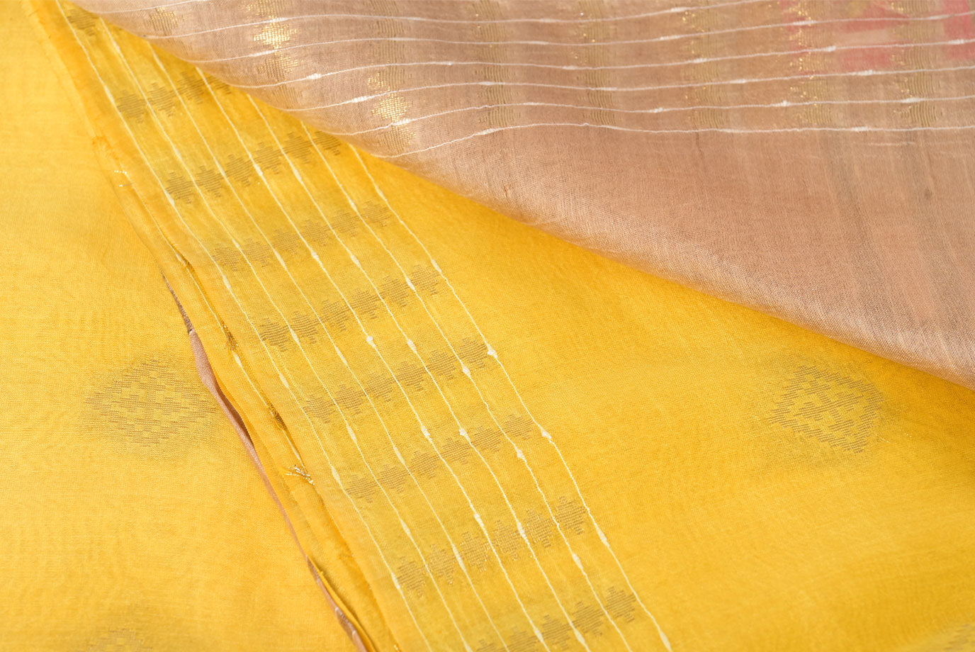Pure Tussar Silk Lemon with Beige colour Saree for Wedding