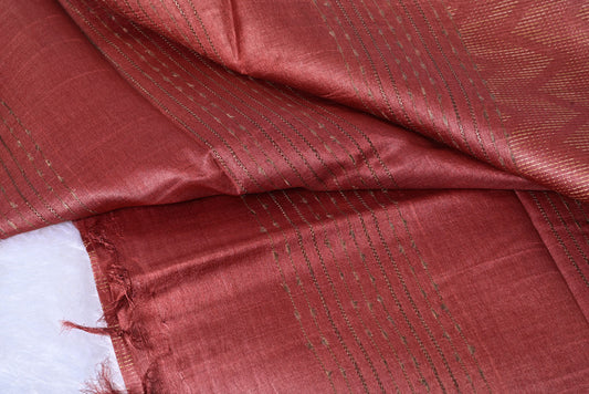 Pure Tussar Silk Maroon Saree for Festival