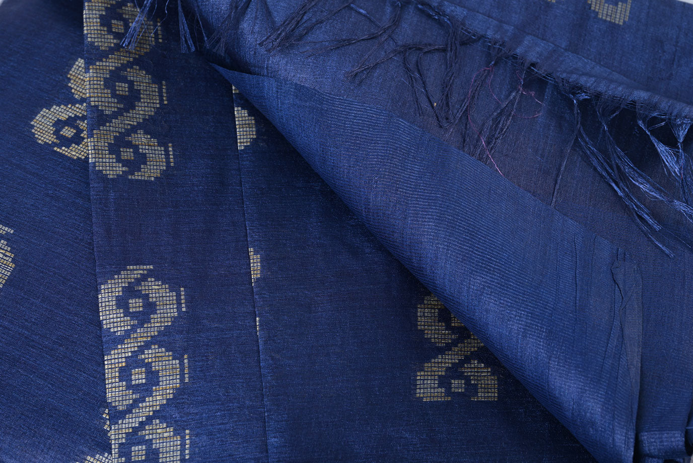 Silk nevy blue tussar silk saree for weddings and festive occasions