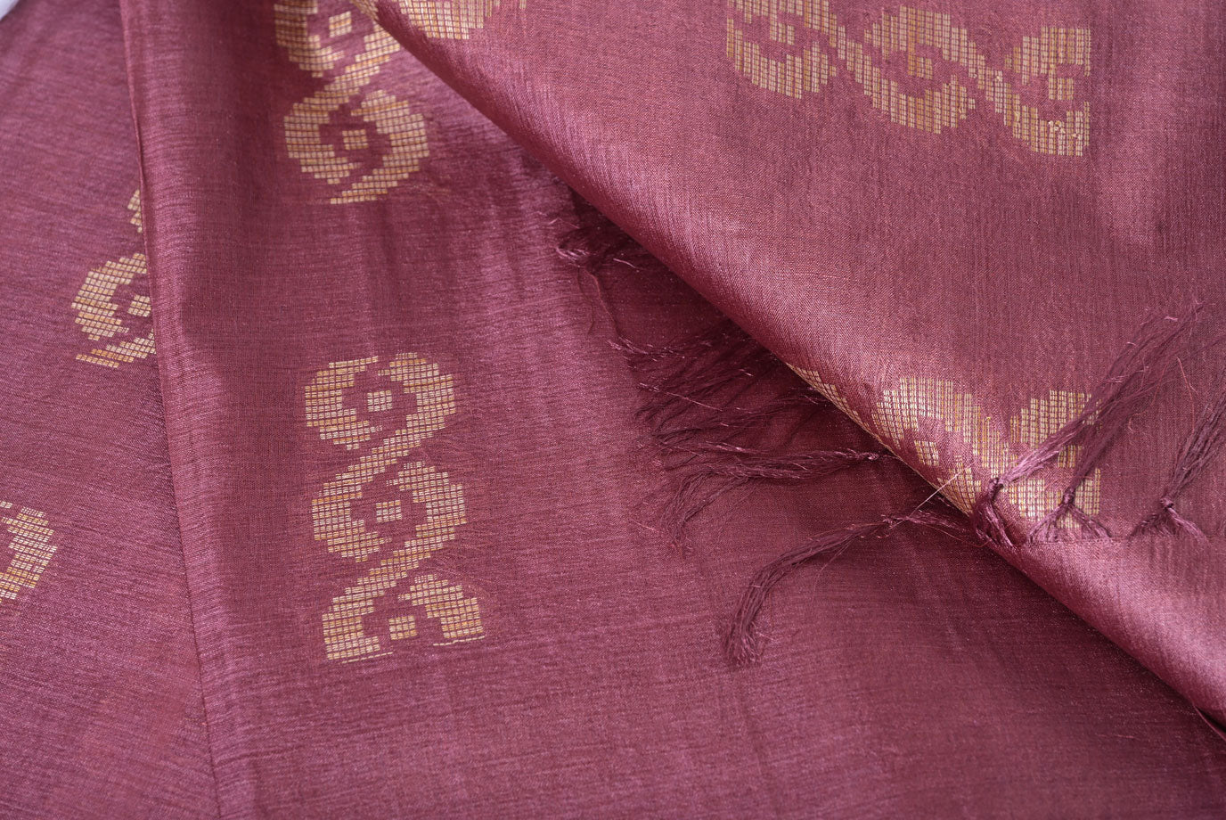 Silk dusty onion colour tussar silk saree for weddings and festive occasions