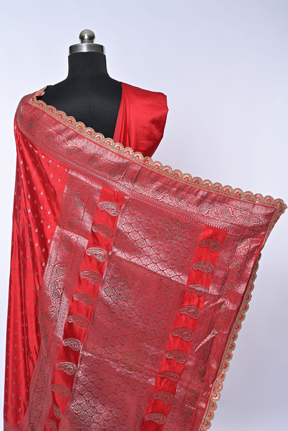 Semi Designer Banarasi Dark Pink Saree for Festival