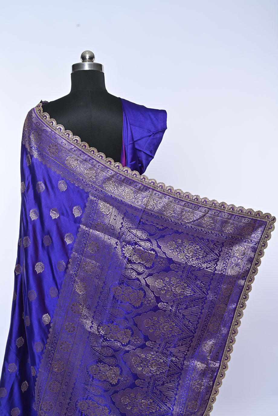 Semi Designer Banarasi Royal Blue Saree for Wedding