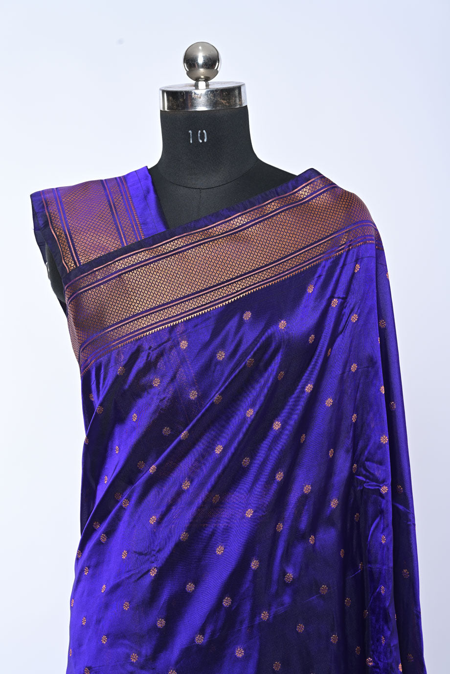 Blue Semi Kalanjali Paithani Saree with Golden Border