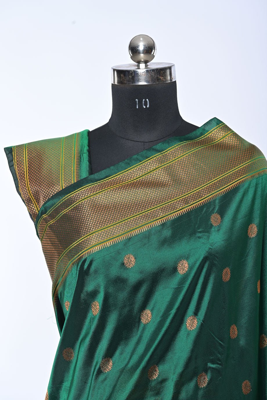 Semi Kalanjali Paithani Dark Green Saree for Wedding
