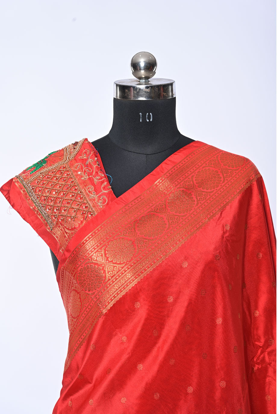 Semi Kalanjali Paithani Red Saree with Golden Butti for Festival