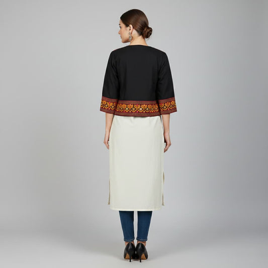 Gujarati Kutch style black festive jacket for women