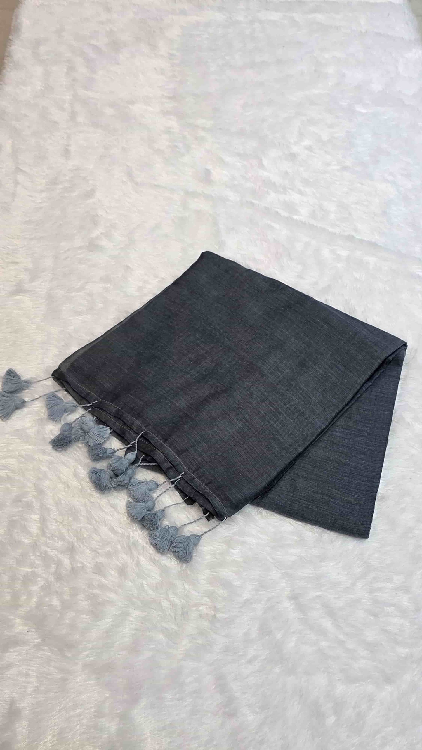 Lightweight gray mulmul cotton saree for casual and formal wear
