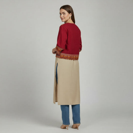 Gujarati Kutch style maroon ethnic jacket with mirror detailing