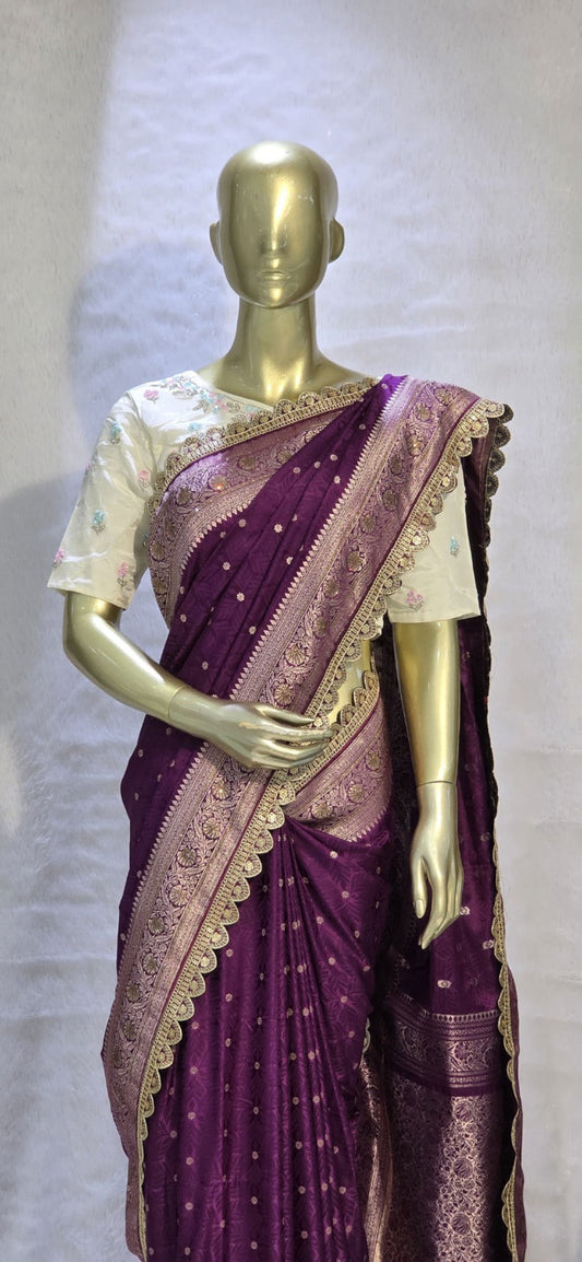 Pure silk Banarasi saree for women with traditional weaving