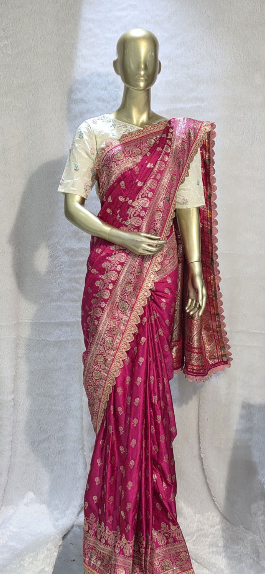 Bridal Banarasi silk saree for women with heavy zari weaving
