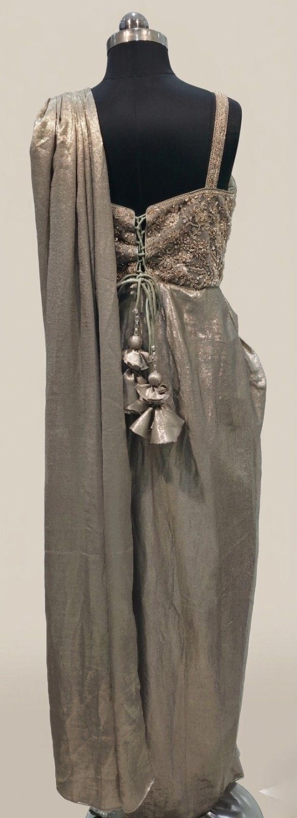 Champagne Gold Saree Style Gown