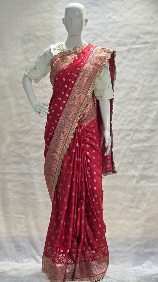 elegant banarasi saree showcasing detailed zari work