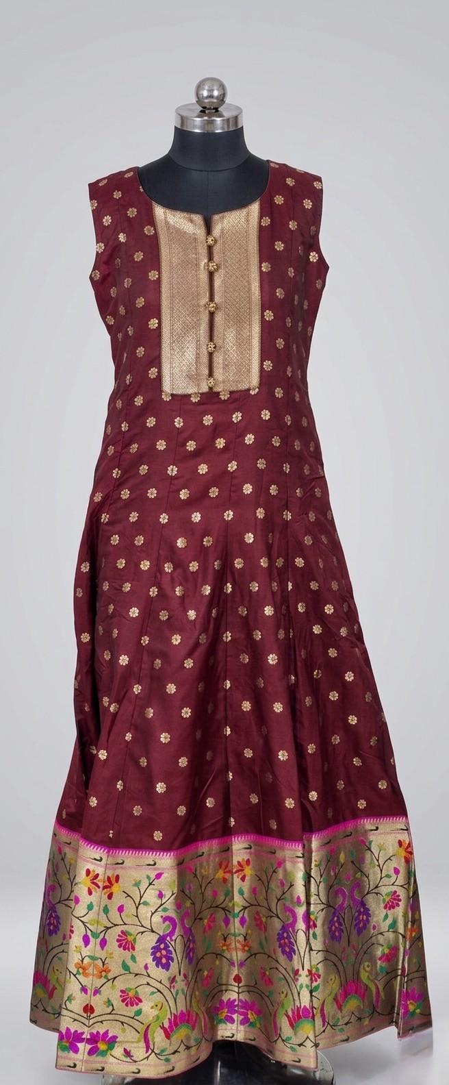 Silk Blend Paithani Style Anarkali Dress