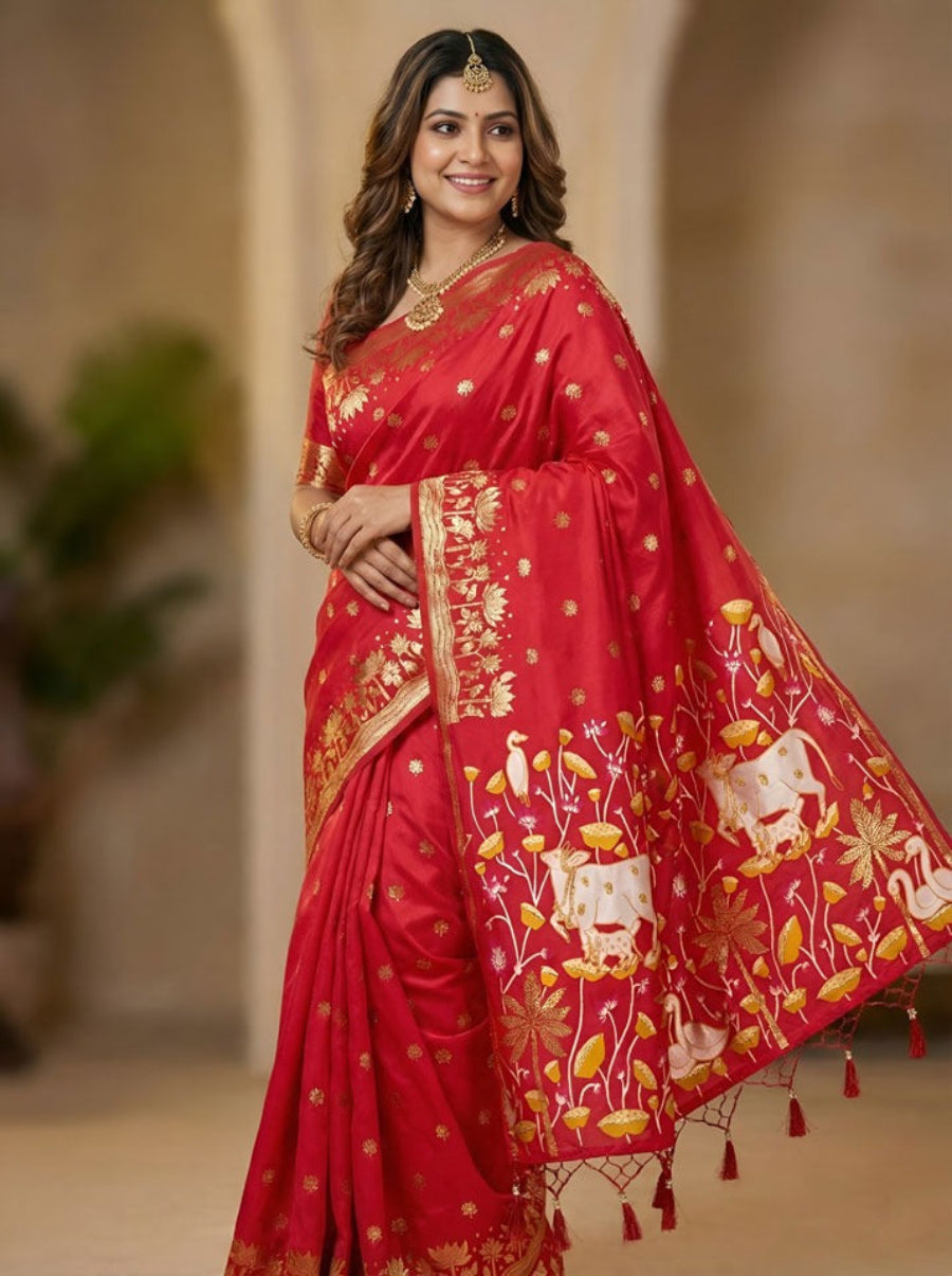 Festive special Tana silk saree for women royal style