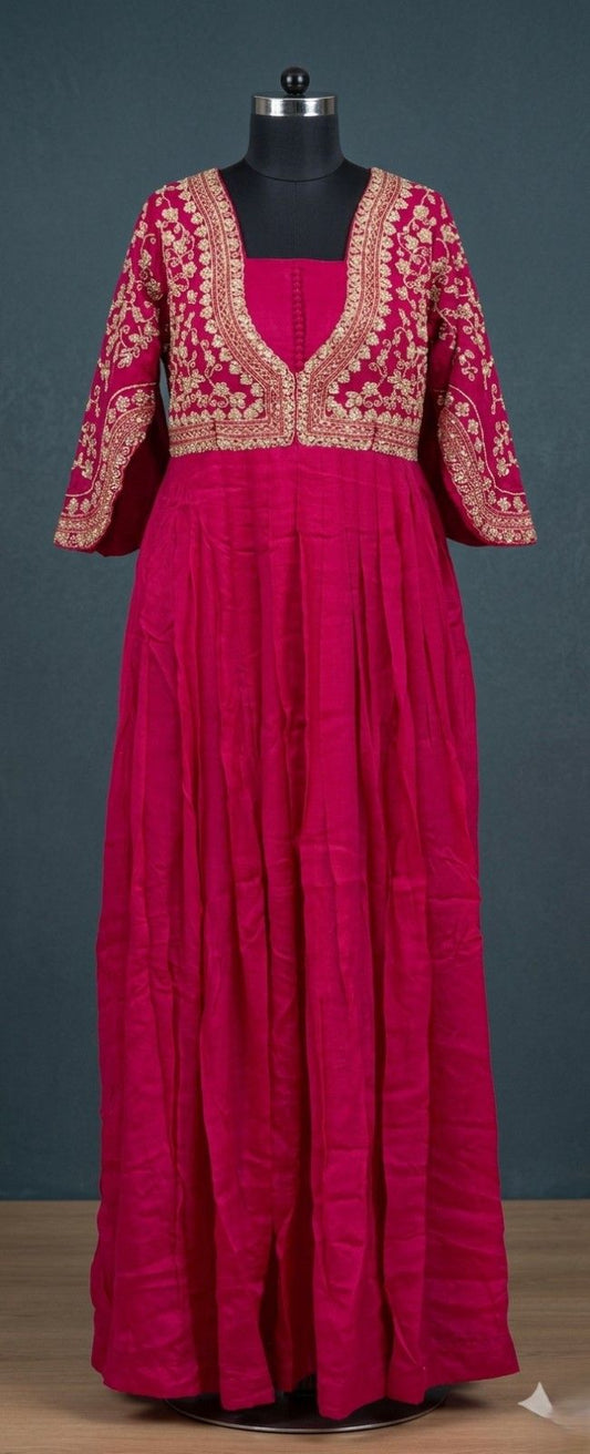 Rani Pink Embroidered Anarkali Dress
