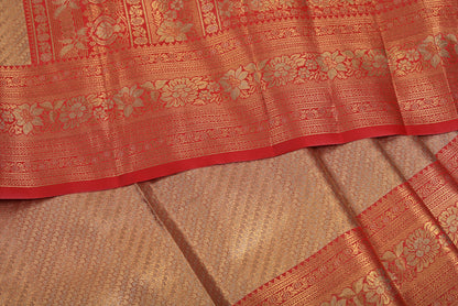 Golden Rani Kanjivaram Silk Saree with Fancy Design and Pink Contrast Aari Work Blouse