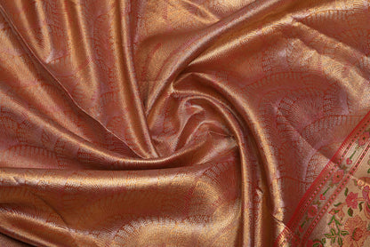 Golden Kanjivaram Silk Saree with Fancy Design and Minakari Border