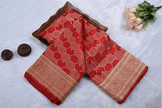 Red Maroon Mix Pure Banarasi Saree