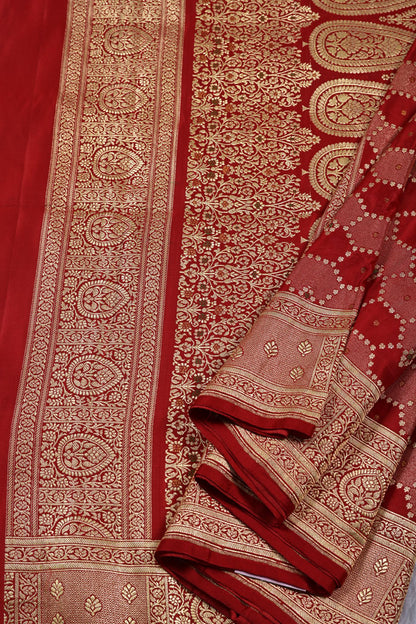 Red Maroon Mix Pure Banarasi Saree
