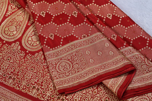 Red Maroon Mix Pure Banarasi Saree