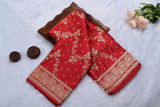 Banarasi red banarasi saree for weddings and festive occasions