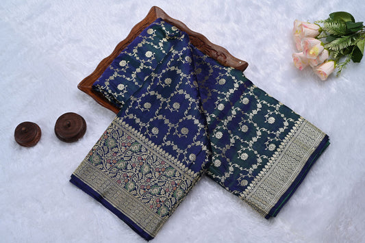 Silk Dark Blue Banarasi Saree